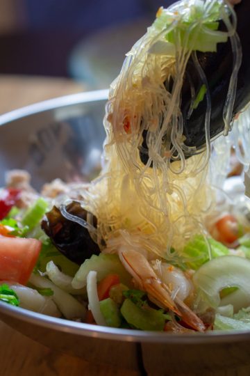 Bean Thread noodle Salad with Seafood and ground pork